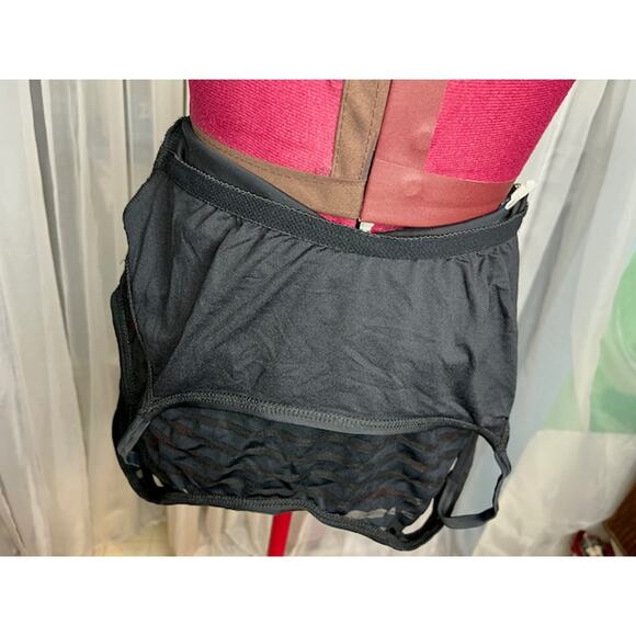 Ann cole one piece swimsuit high neck sheer stripe - Picture 3 of 9